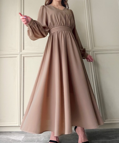 「junoah」 長袖ワンピース LARGE グレイッシュベージュ レディース_画像8