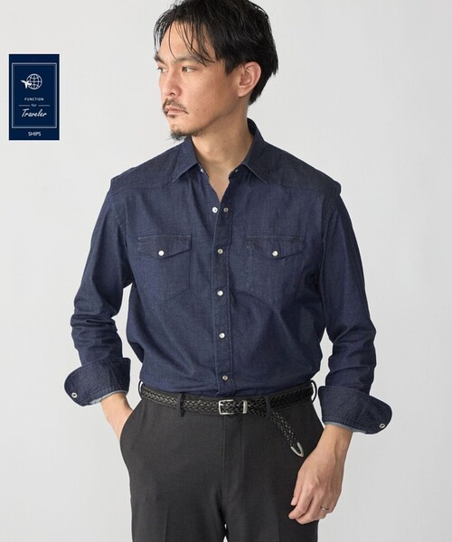 SHIPS（シップス） シャツ SHIPS:「FUNCTION」ウォッシュド デニム