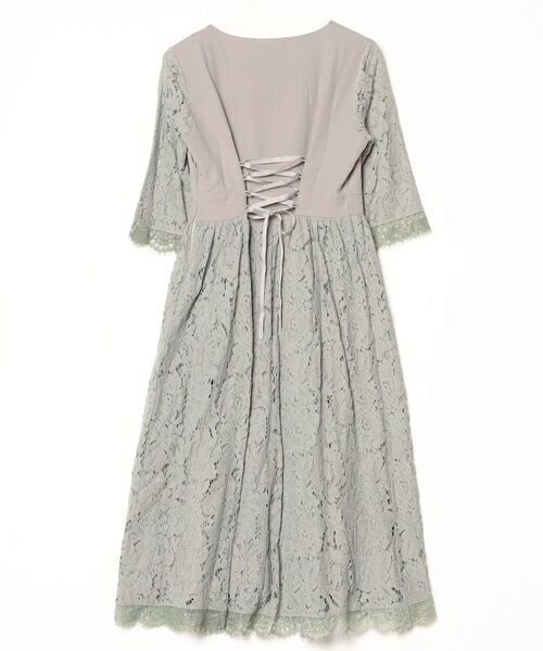 「Lace Ladies」 7分袖ワンピース L グレー レディース_画像2