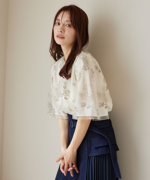 「mysty woman」 半袖ブラウス FREE グレー レディース_画像3