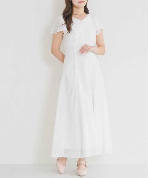 新品✨ミッシュマッシュ ロング ワンピース レース 7分袖 白 ホワイト MISCH MASCH（ミッシュマッシュ） ワンピース 2026春夏新作 パイピング