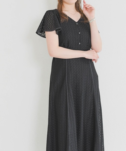 ワンピース 2026春夏新作 パイピングバルファスレースワンピースの画像