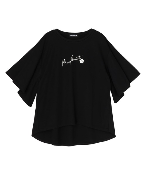マリークワント　サインロゴ　カットソー　ブラック　フレア袖 MARY QUANT - マリークワント サインロゴ カットソー ブラック フレア