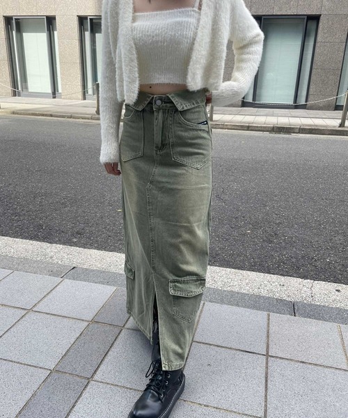 「SPIGA」 デニムスカート MEDIUM グリーン レディース_画像6