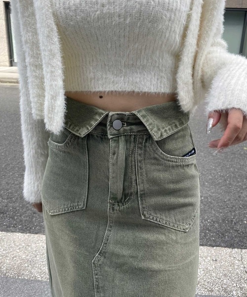 「SPIGA」 デニムスカート MEDIUM グリーン レディース_画像8