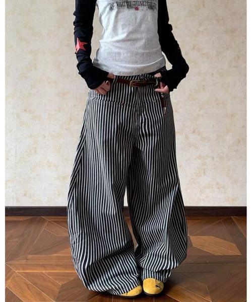 inst.ALL ワイドパンツ ジーンズ デニム デニムパンツ ヒッコリー