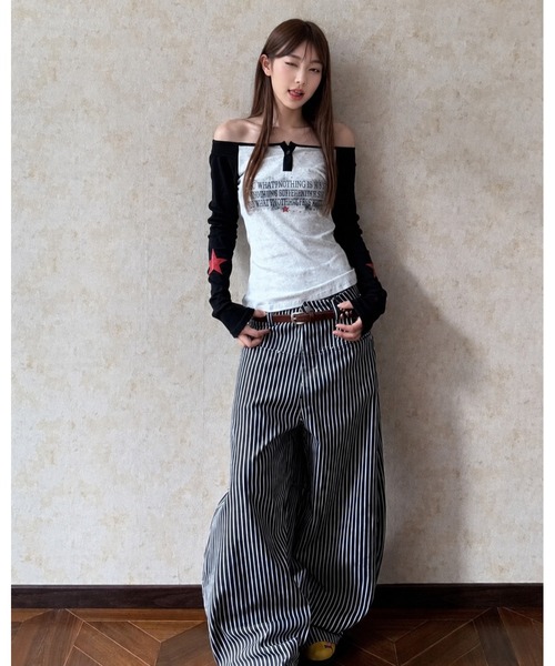 inst.ALL ワイドパンツ ジーンズ デニム デニムパンツ ヒッコリー