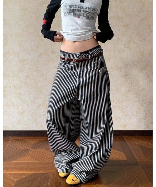 inst.ALL ワイドパンツ ジーンズ デニム デニムパンツ ヒッコリー