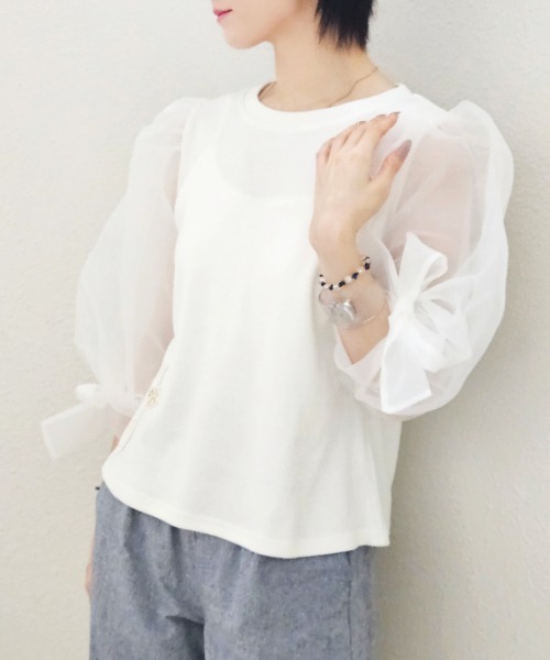 CRYSTAL BALL（クリスタルボール） tシャツ リボンパフスリーブ