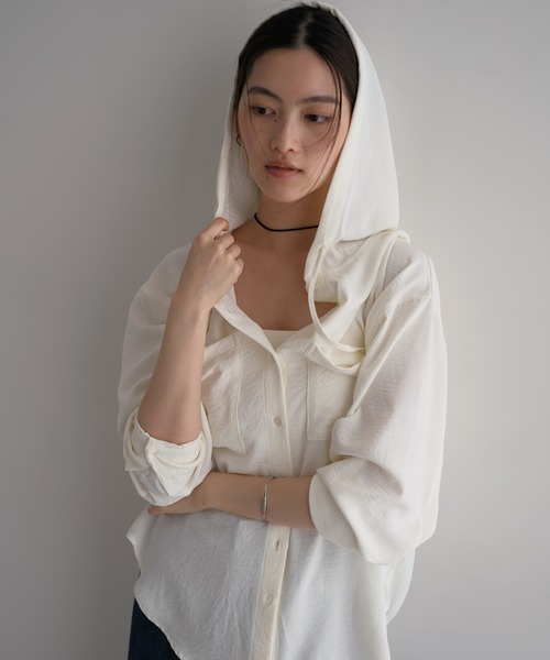 「andme」 「alma design」長袖シャツ M ダークブラウン レディース_画像4