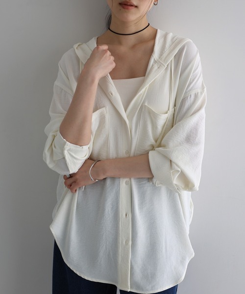 「andme」 「alma design」長袖シャツ M ダークブラウン レディース_画像6