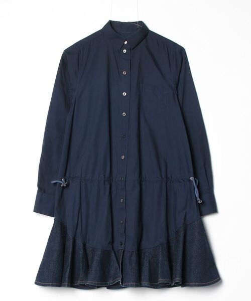 sacai（サカイ） フリルシャツワンピース 1 ネイビー レディース