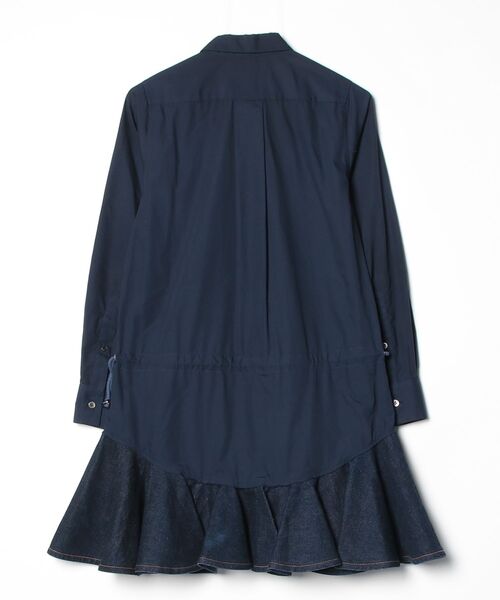 sacai 裾フリル　シャツワンピース sacai（サカイ） フリルシャツワンピース 1 ネイビー レディース