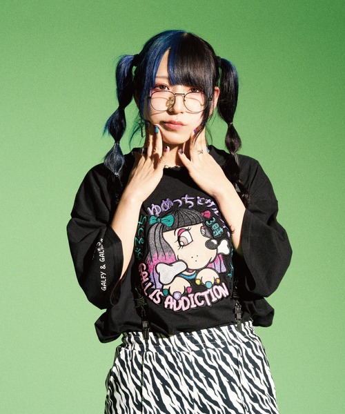 GALLIS ADDICTION × GALFY × ゆめっち 刺繍 TEE GALFY（ガルフィー） tシャツ Tシャツ GALLIS ADDICTION×GALFY×ゆめっ