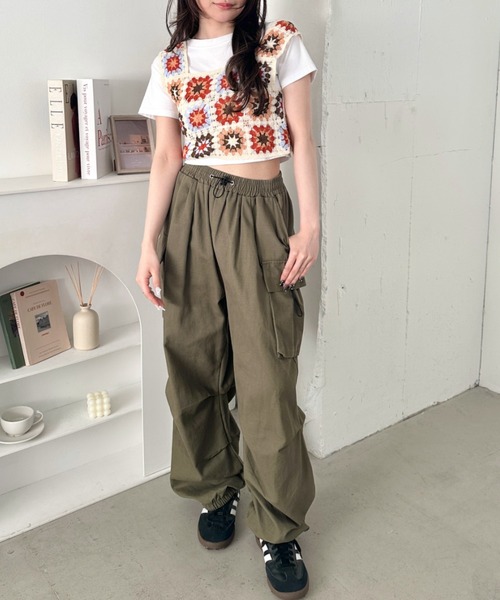 ＜Chika Kisada＞フラワー クロシェ ベスト CLEA ベスト ジレ フラワークロシェ編みビスチェトップス レディース