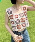 ベスト ジレ 夏 フラワークロシェ編みビスチェ...の詳細画像4