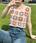 ベスト ジレ 夏 フラワークロシェ編みビスチェ...の詳細画像2
