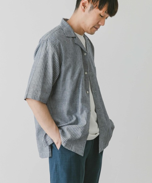URBAN RESEARCH サックス　高機能リネン長袖シャツ XLサイズ/WEB限定』『UR TECH 高機能リネン』バンドカラーシャツ