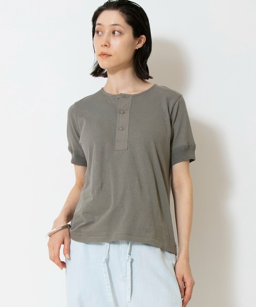 tシャツ コットンバイオヘンリーネックTシャツ レディース