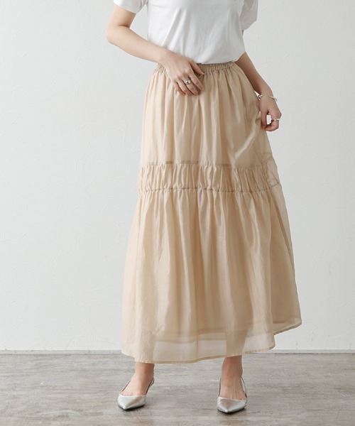 美品✨ pheeta Billi シャーリングギャザースカート 定価3.4万 Pierrot（ピエロ） ロング スカート シャーリングギャザースカート