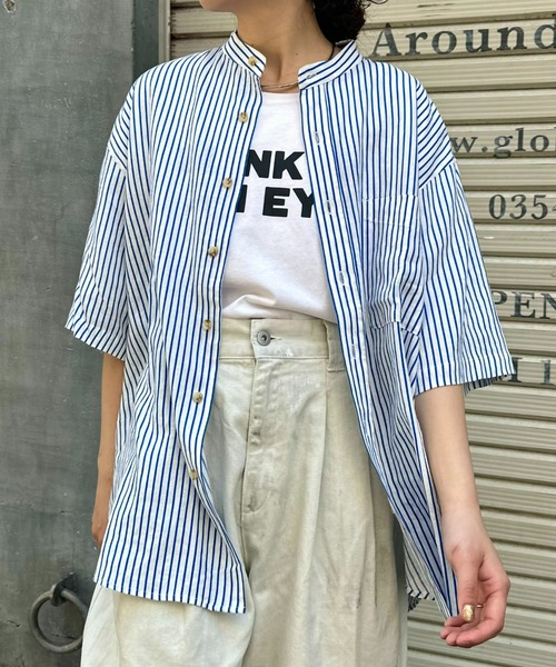CIAOPANIC TYPY シャツ ウォッシャブルリネンレーヨン半袖バンド