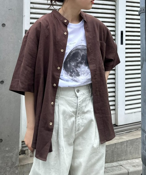 CIAOPANIC TYPY シャツ ウォッシャブルリネンレーヨン半袖バンド