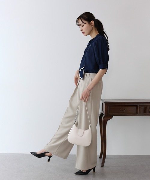 BLUEEAST ブラウス シャツ バイカラーボウタイブラウス