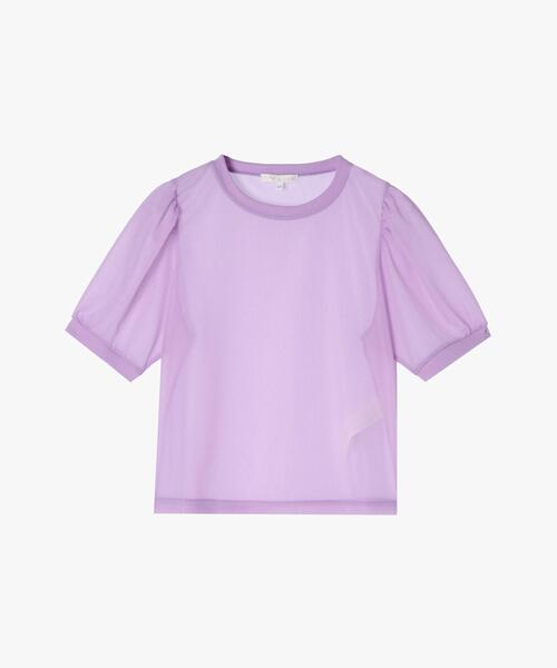 To b. by agnes tシャツ シアー パフスリーブ Tシャツ レディース