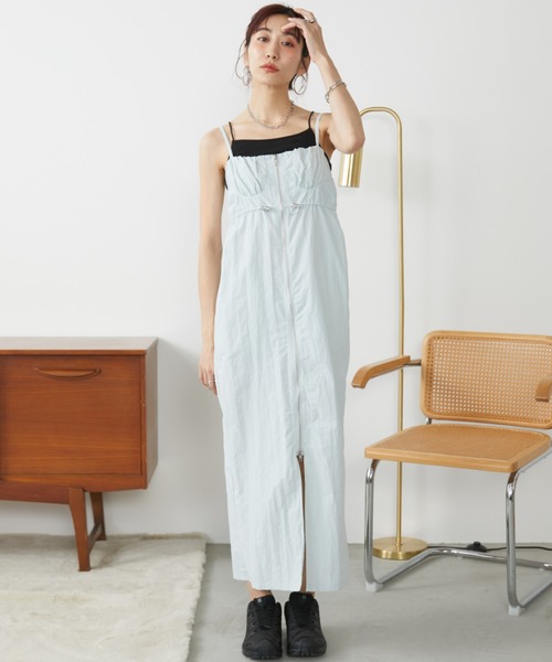 日本未入荷 UNIFREE★チェックレイヤードワンピース Auntie Rosa Holiday ワンピース フロントZIPビスチェレイヤード