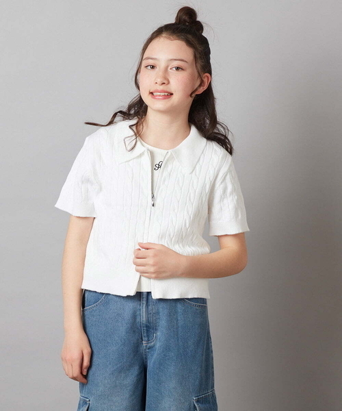 a.v.v ニット セーター 「140-150」襟付きジップアップニット キッズ