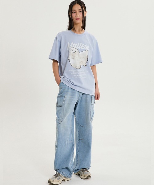 【WAI KEI】兼用★ペインティングマルティーズスウェットシャツ WaiKei tシャツ 「UNISEX」Wai Kei／マルチーズイラストT メンズ