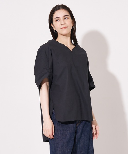 collex（コレックス） ブラウス シャツ オフスタンドカラーコットン