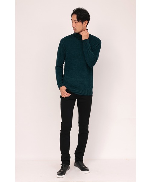 【カーキ】HIGH STREET∴MIXモールタートルネックニット HIGH STREET∴MIXモールタートルネックニット / HIGH STREET（ハイ