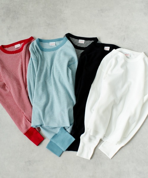 tシャツ 「別注」Healthknit / ワッフル ボーダー Tシャツ レディース BEAMS BOY tシャツ 「別注」Healthknit / ワッフル ボーダー T