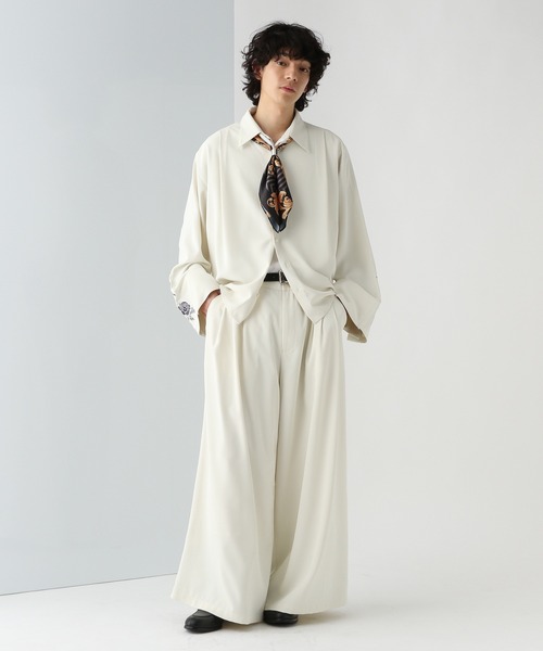【Ado×HARE/UNISEX】ローズシシュウシャツ ホワイト Mサイズ HARE シャツ 「SET UP対応」DABOルーズシシュウシャツ(HARE