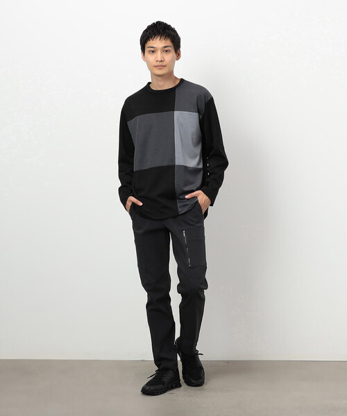 COMME des GARCONS カラーブロック長袖Tシャツ COMME CA ISM tシャツ カラーブロック パッチワーク クルー
