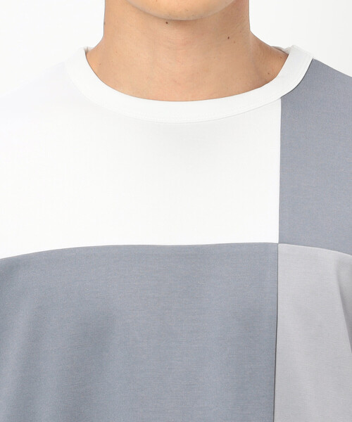 【 】カラーブロック クルーネック ロゴ Tシャツ♪ COMME CA ISM tシャツ カラーブロック パッチワーク クルー