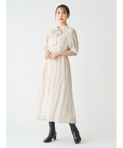 CELFORD ベージュ レース 半袖 ワンピース 36 CELFORD ベージュ レース 半袖 ワンピース 36 レースワンピース