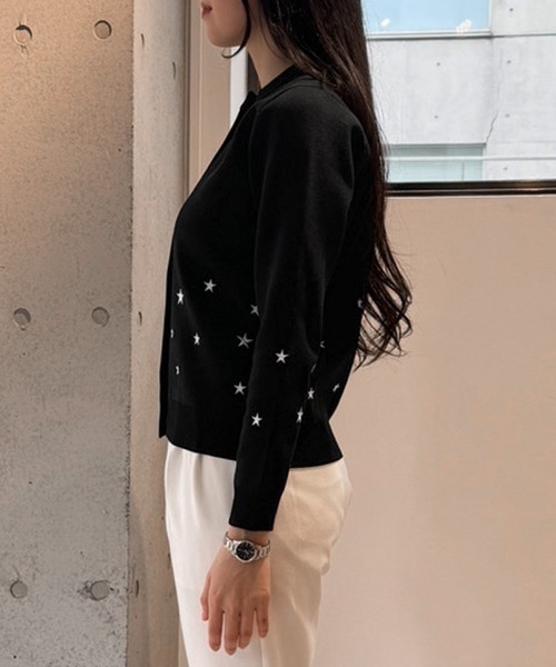 コート アウター 星刺繍ニットジャケット レディース : ZOZOTOWN Yahoo