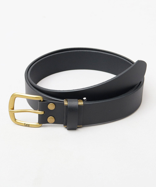 ベルト（ゴールド） Lee（リー） ベルト 本革 ゴールドスクエアバックル レザーナロー