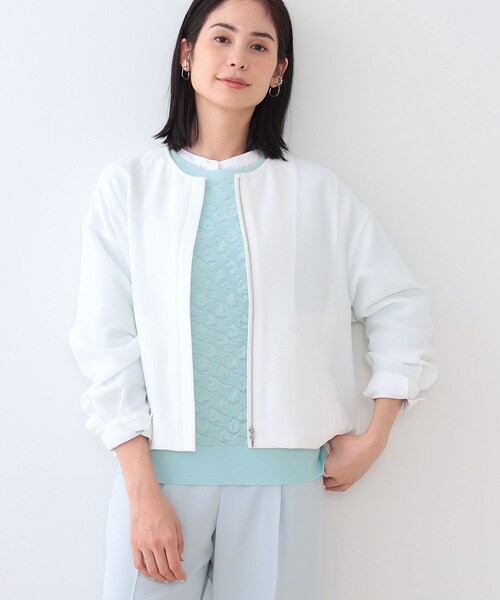 INDIVI ブルゾン アウター 春SALE！「洗える」凹凸素材シンプル