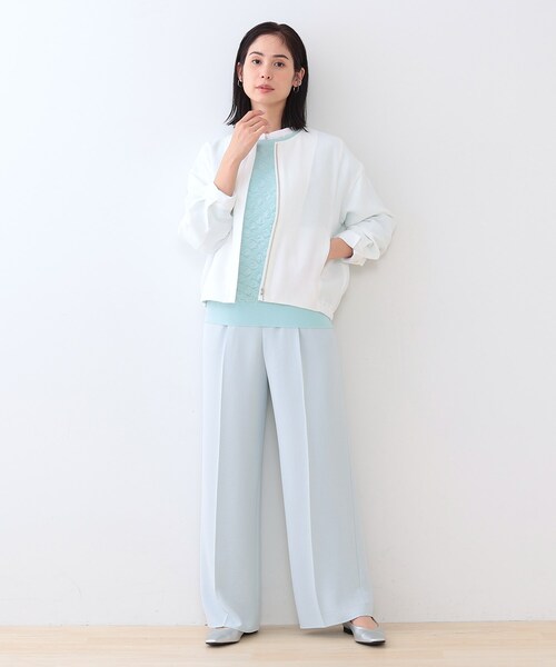 INDIVI ブルゾン アウター 春SALE！「洗える」凹凸素材シンプル
