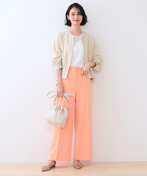 INDIVI ブルゾン アウター 春SALE！「洗える」凹凸素材シンプル