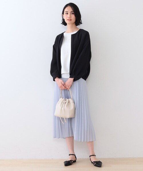 INDIVI ブルゾン アウター 春SALE！「洗える」凹凸素材シンプル