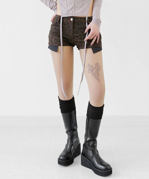 MADPUNKSレオパード黒ショートパンツ　М レオパード ショートパンツ | EYARN