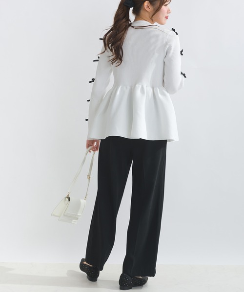 PICCIN PERLA ニット セーター 袖リボンペプラムニット PICCIN PERLA ニット セーター 袖リボンペプラムニット
