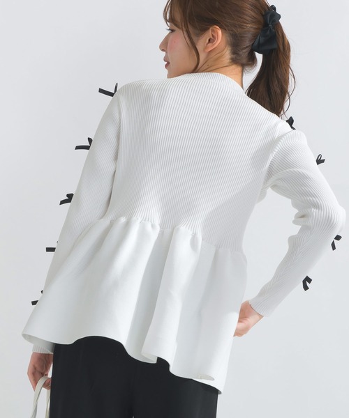 PICCIN PERLA ニット セーター 袖リボンペプラムニット PICCIN PERLA ニット セーター 袖リボンペプラムニット