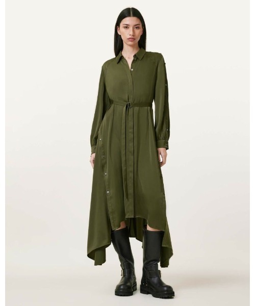 シャツワンピース LEXI SATIN MIDI DRESS | LEXI サテン ミディ ドレス・ワンピース