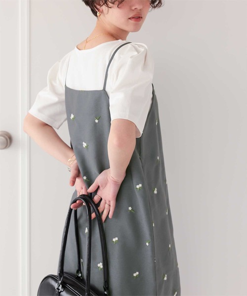 新品 NIMO WITH LOVE ギンガム フラワー刺繍 キャミワンピース 新品 NIMO WITH LOVE ギンガム フラワー刺繍 キャミワンピース