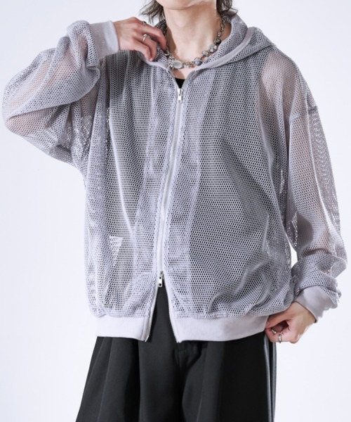 Ellno Loset（エルノロゼット） パーカー メッシュダブルジップ